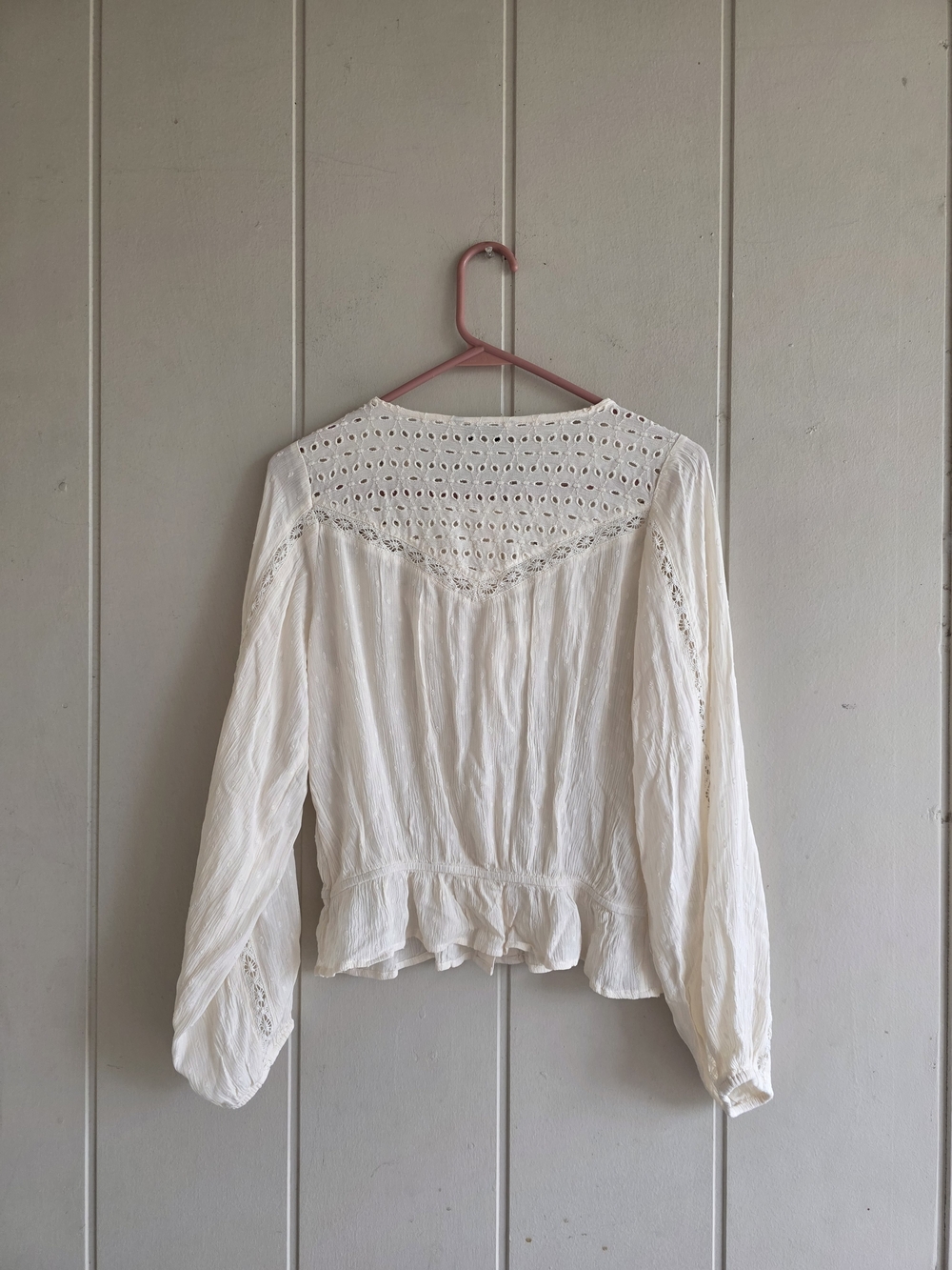 American Eagle Outfitters Peasant Eyelet Button-Front Blouse SZ SMALL NEW BOHO - Picture 8 of 11